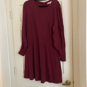 LOFT Maroon Long Sleeve Dress
